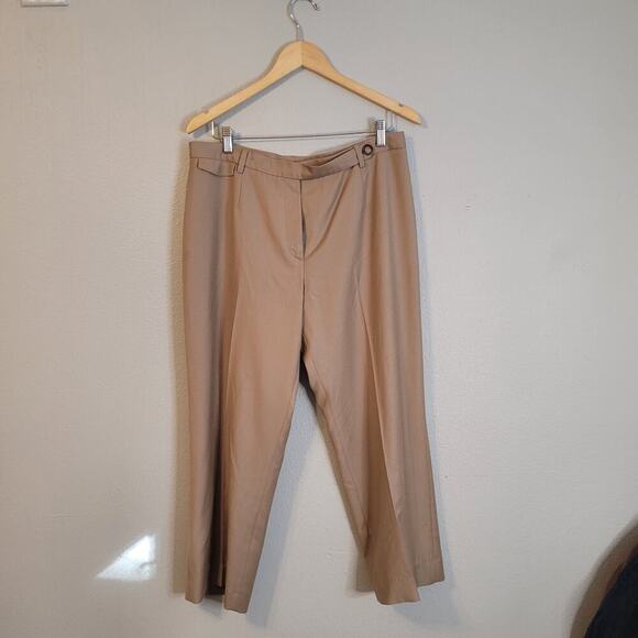 Vtg BERNARD ZINS PARIS Size 12 Wool/Cashemere Cropped High-Rise Trousers Tan‎ - Picture 1 of 9